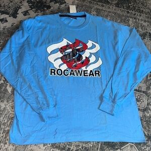 Rocawear men’s Light Blue Graphic Long Sleeve Tshirt size Large
